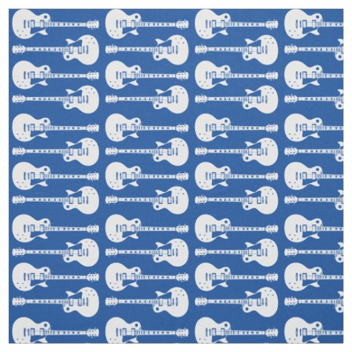 Electric Guitars Graphic in White Fabric