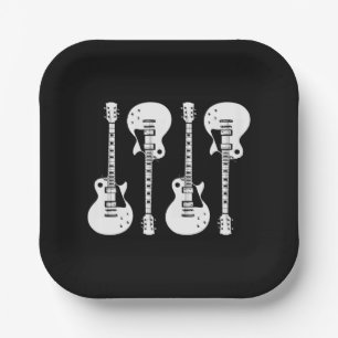 Electric Guitars Graphic in White Paper Plates