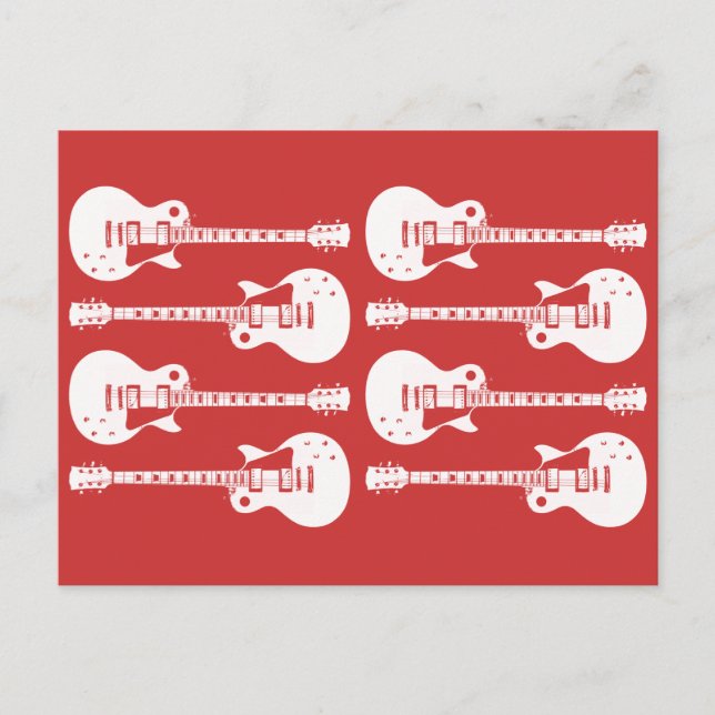 Electric Guitars Graphic in White Postcard (Front)