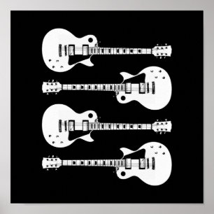 Electric Guitars Graphic in White Poster