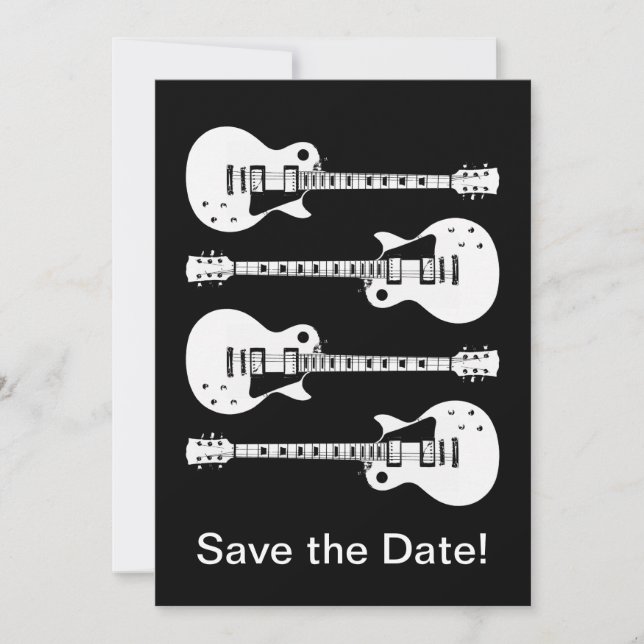 Electric Guitars Graphic in White Save The Date (Front)