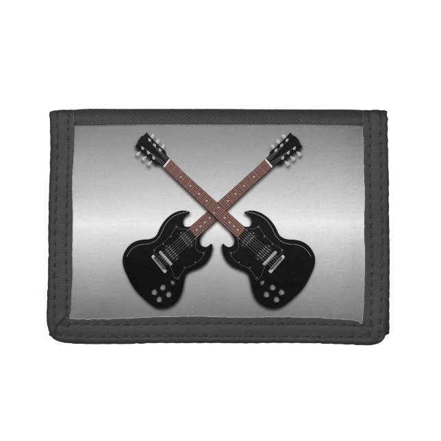 Electric Guitars on Gray Teen Guys Wallet (Front)