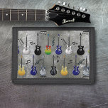 Electric Guitars Trifold Wallet<br><div class="desc">Many colors of electric guitars against a metallic gray background.</div>
