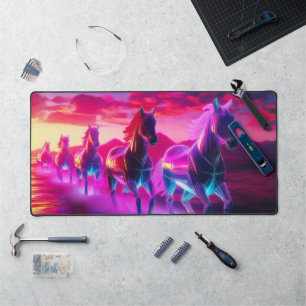 Electric Herd - Synthwave Horses Desk Mat