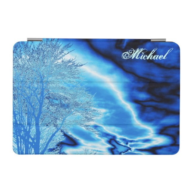 Electric Iced Blue Tree N Sky iPad Mini Cover (Horizontal)