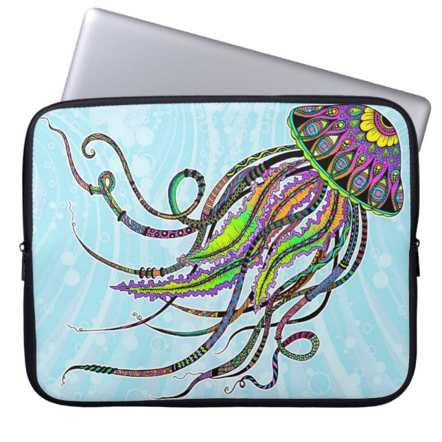 Electric Jellyfish Neoprene Laptop Sleeve (Front)