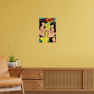 Electric Kiss: Pop Art Romance Poster