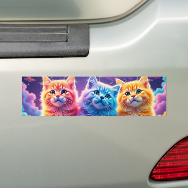 Electric Kitten Trio Portrait Bumper Sticker (On Car)