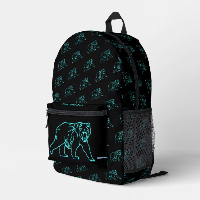 Electric Kodiak Bear Printed Backpack (Back Corner Right)