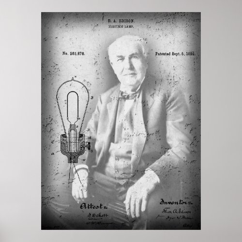 Electric Lamp Patent _ Edison 1882 Poster
