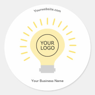 Electric Light Bulb Your Logo Custom Business Classic Round Sticker