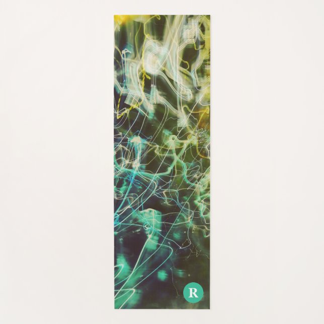 Electric Light Lines Gradient Abstract. Yoga Mat (Front)
