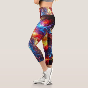 Electric Lightning Bright Colors Capri Leggings