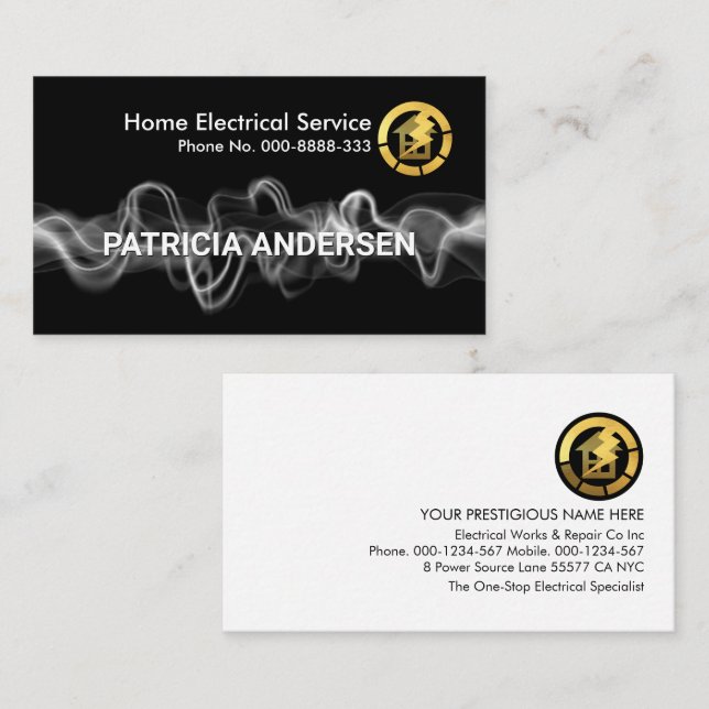 Electric Lightning Charge Your Name Business Card (Front/Back)