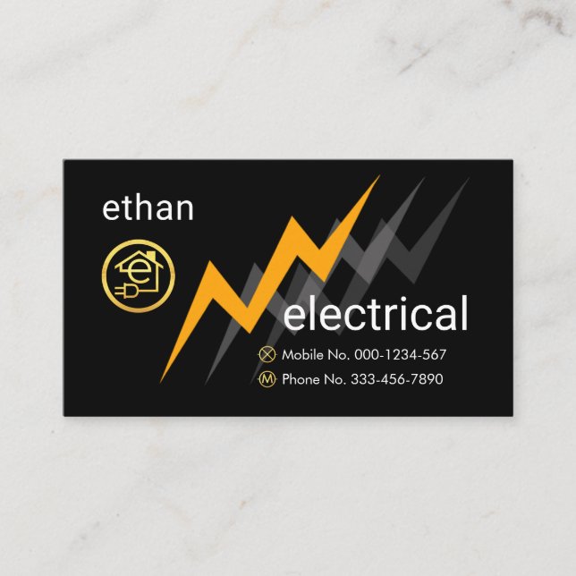 Electric Lightning Powers Letter-e Electrical Business Card (Front)