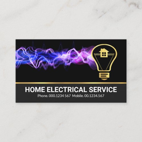 Electric Lightning Powers Up Gold Bulb Home Business Card