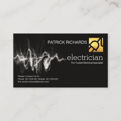 Electric Lightning Strike Gold Power Plug Business Card