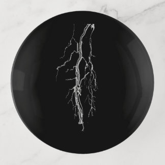 Electric Lightning Strike Round Trinket Tray