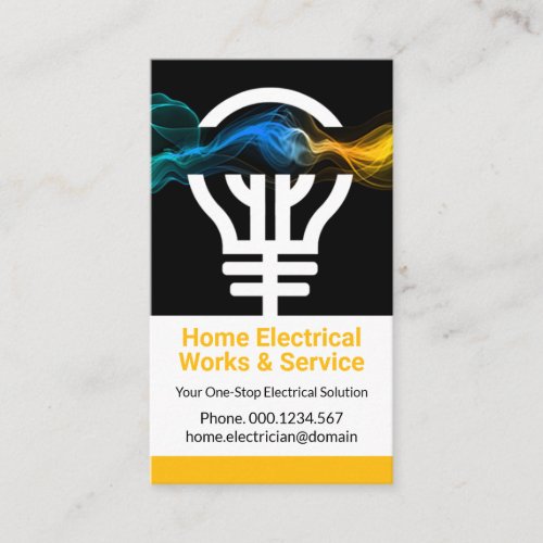 Electric Lightning Wave Striking Bulb Electrician Business Card