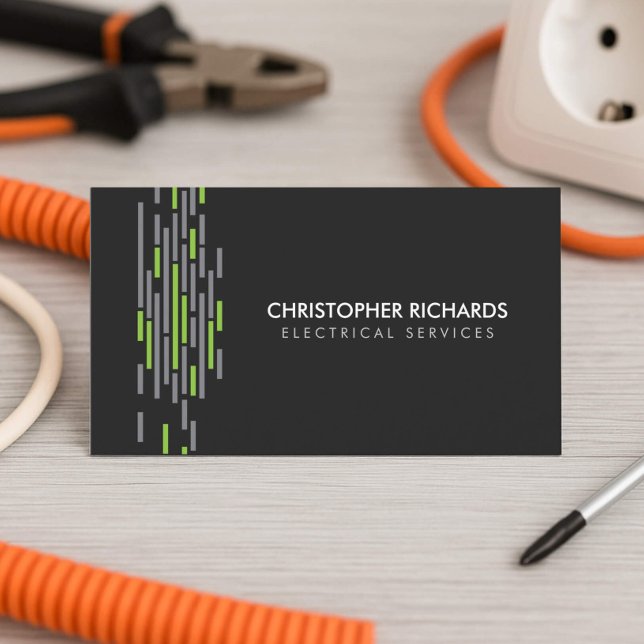Electric Lights Green Electrician Business Card (Creator Uploaded)