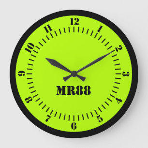 Electric Lime Green Accent Color Decor Monogram on Large Clock