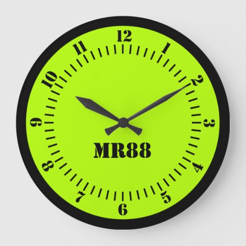 Electric Lime Green Accent Color Decor Monogram on Large Clock