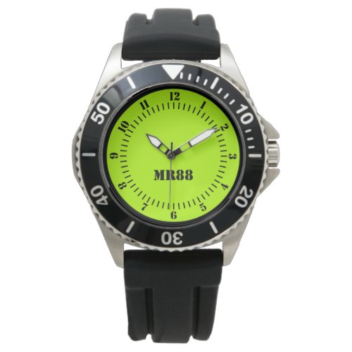 Electric Lime Green Accent Color Decor Monogram Watch