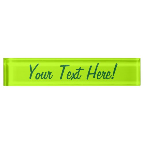 Electric Lime Green Color Decor Ready to Customize Name Plate