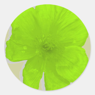 Electric Lime/ PopArt Flower Classic Round Sticker
