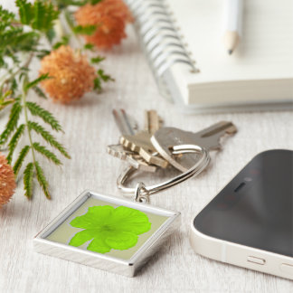Electric Lime/ PopArt Flower Keychain