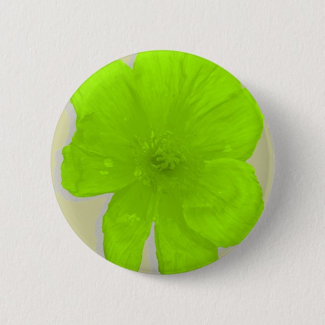 Electric Lime/ PopArt Flower Pinback Button (Front)