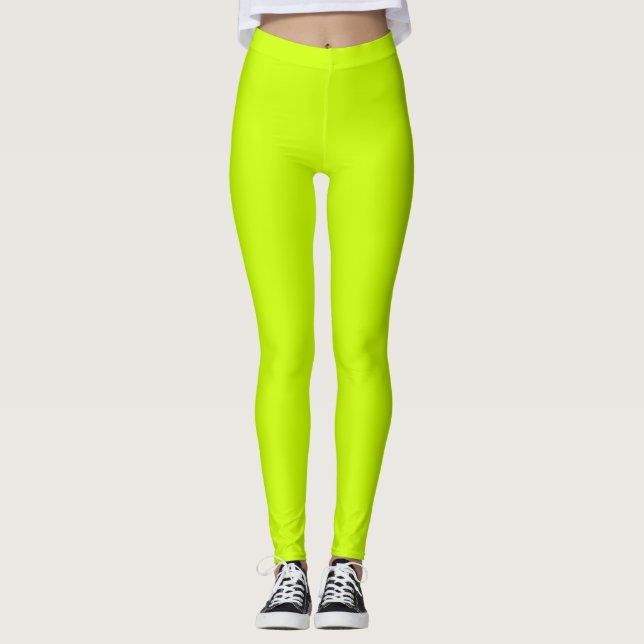 Electric Lime Solid color  Leggings (Front)