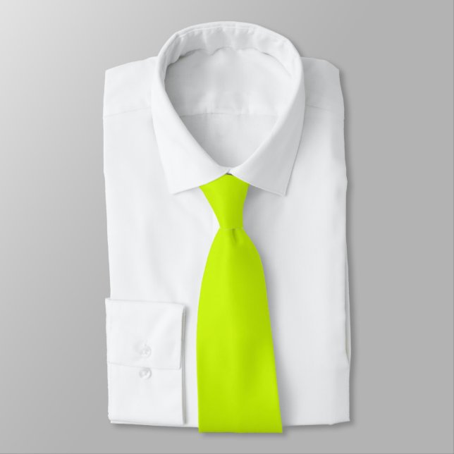 Electric Lime Solid Plain Colour  Neck Tie (Tied)