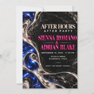 Electric Liquid Pearl Marble Wedding After Party I Invitation