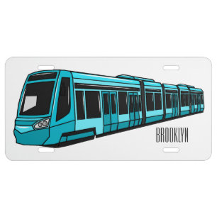 Electric locomotive cartoon illustration license plate