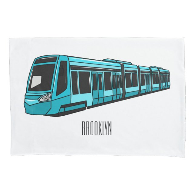 Electric locomotive cartoon illustration pillow case (Front)