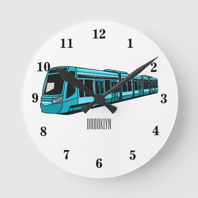 Electric locomotive cartoon illustration round clock (Front)