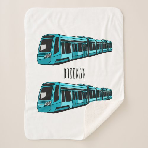 Electric locomotive cartoon illustration sherpa blanket