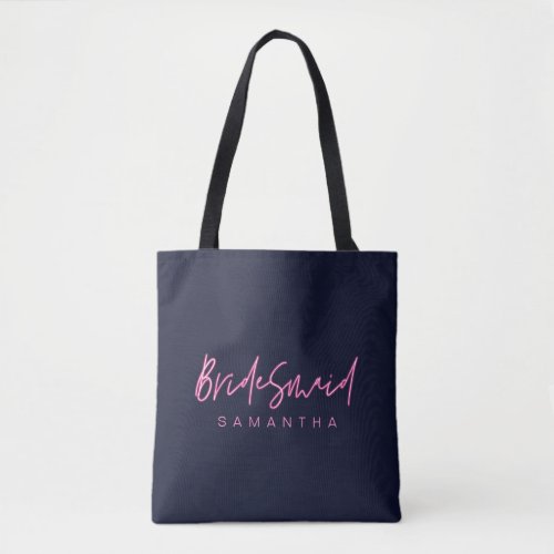 Electric Love Neon Pink Heart Bridesmaid Tote Bag