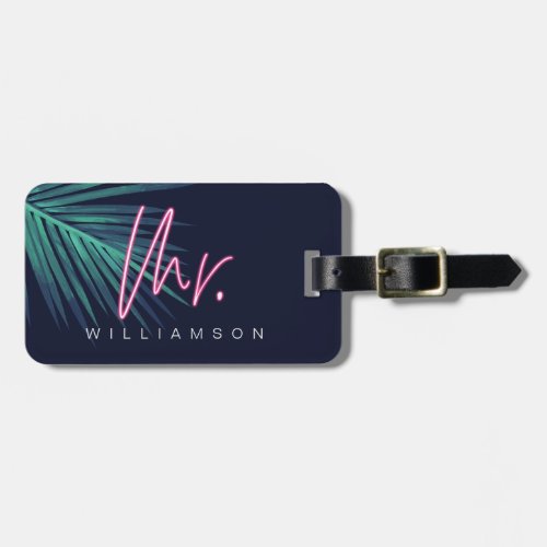 Electric Love Neon Pink Mr Tropical  Monogram Luggage Tag