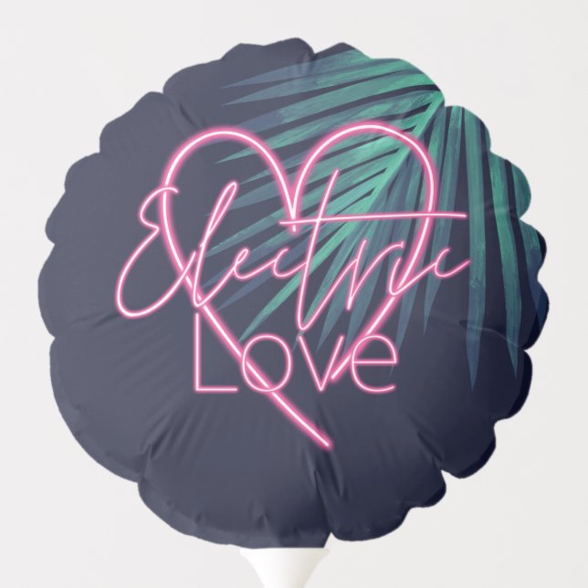 Electric Love Neon Pink Tropical Palm Leaf Retro Balloon (Back)