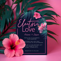 Electric Love Neon Pink Tropical Retro Wedding