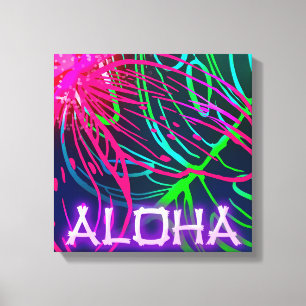 Electric Luau Tropical Night Neon Aloha Canvas Print