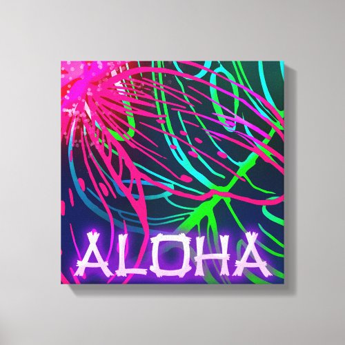 Electric Luau Tropical Night Neon Aloha Canvas Print