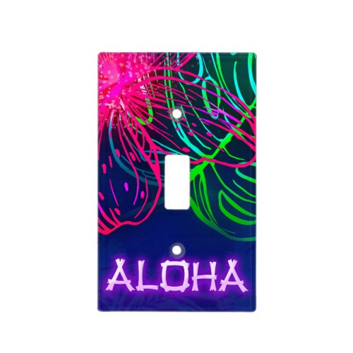 Electric Luau Tropical Night Neon Aloha Light Switch Cover