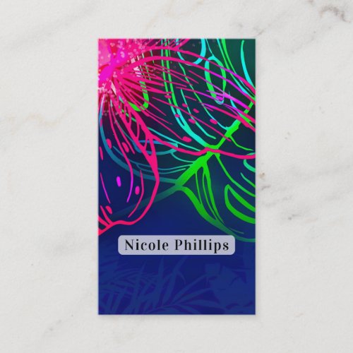 Electric Luau Tropical Night Neon Aloha Paradise Business Card