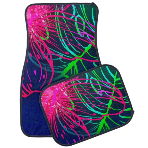 Electric Luau Tropical Night Neon Aloha Paradise Car Floor Mat