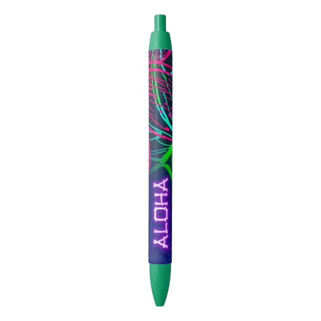 Electric Luau Tropical Night Neon Aloha Paradise Pen (Front Vertical)