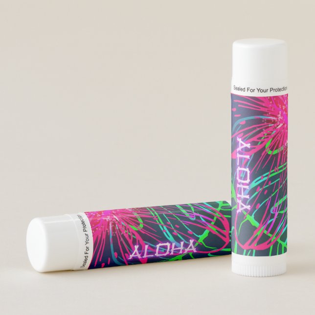 Electric Luau Tropical Night Neon Aloha Party Lip Balm (Front)