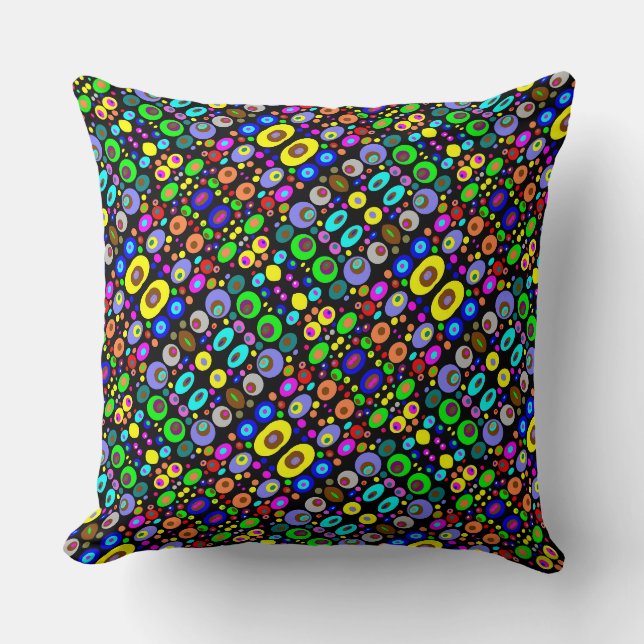 Electric mandala dots pattern throw pillow (Front)
